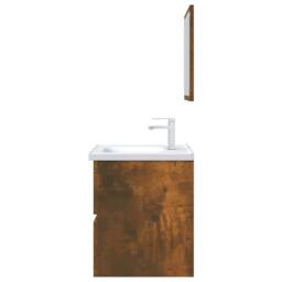 Berkfield Home 2 Piece Bathroom Furniture Set Smoked Oak Engineered Wood in Brown - thumbnail 7