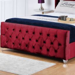 UK Bed Furniture Windsor Wingback Gas Lift Storage Upholstered Bed 48 Inch Headboard in Maroon - Size: Single - thumbnail 3