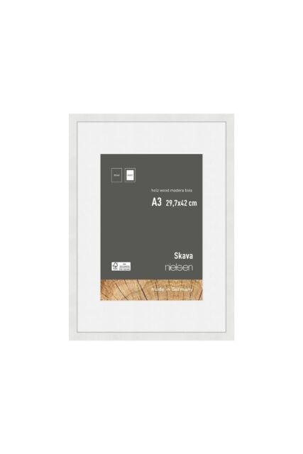 nielsen Skava A3 Wooden Picture Frame With A4 Mount & Glass Front in White - image 1