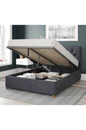 Aspire Olivier Upholstered Ottoman Storage Bed, Plush Velvet Fabric in Grey - Size: Double - thumbnail 2