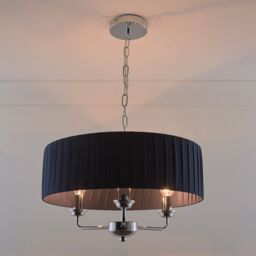 K LIVING Giulia 3 Light Chrome Chandelier & Navy Shade - thumbnail 3