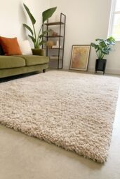 Kukoon Beige Soft Shaggy Rug Cream Fluffy Deep Pile Warm Bedroom Carpet Runner Mat - Size: 60 cm x 110 cm - thumbnail 3
