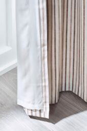 Catherine Lansfield 'Logan Stripe' Lined Eyelet Curtains in Natural - Size: 168 cm width x 183 cm drop - thumbnail 4
