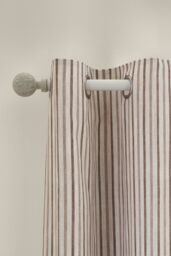Catherine Lansfield 'Logan Stripe' Lined Eyelet Curtains in Natural - Size: 168 cm width x 183 cm drop - thumbnail 2