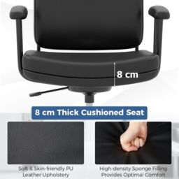 Costway Home Office Chair Small Desk Chair w/Adjustable Height & Wheels-Black in Black - thumbnail 4
