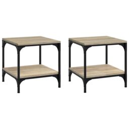 Berkfield Home Side Tables 2 pcs Sonoma Oak 40x40x40 cm Engineered Wood in Brown - Size: 40 x 40 x 40 cm - thumbnail 2