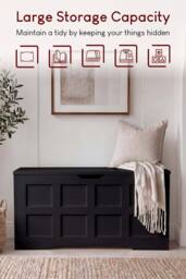 Home Discount Vida Designs Storage Ottoman Spacious Storage Space-saving Design in Black - thumbnail 2