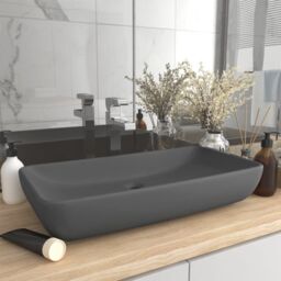 Berkfield Home Luxury Basin Rectangular Matt Dark Grey 71x38 cm Ceramic