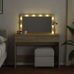 Berkfield Home Dressing Table with LED Sonoma Oak 100x40x120 cm in Brown - Size: 100 x 40 x 120 cm - thumbnail 3