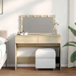 Berkfield Home Dressing Table with LED Sonoma Oak 100x40x120 cm in Brown - Size: 100 x 40 x 120 cm