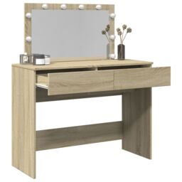 Berkfield Home Dressing Table with LED Sonoma Oak 100x40x120 cm in Brown - Size: 100 x 40 x 120 cm - thumbnail 4