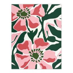"Artery8 Wall Art Print Flower Blooms Pink Green Bright Abstract Painting Poster - Size: W18"" x H24""" - thumbnail 1