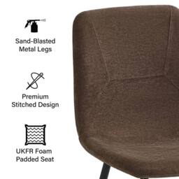 FWStyle Esme Set Of 2 Dark Brown Linen Upholstered Steel Frame Dining Chairs - thumbnail 3