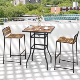 Costway Patio Bar Table 70cm Garden Outdoor Square Tabletop Bar Height Table in Black - thumbnail 5