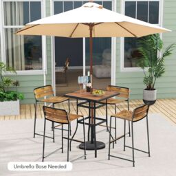 Costway Patio Bar Table 70cm Garden Outdoor Square Tabletop Bar Height Table in Black - thumbnail 4
