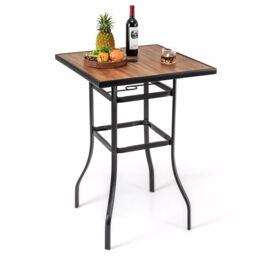 Costway Patio Bar Table 70cm Garden Outdoor Square Tabletop Bar Height Table in Black - thumbnail 1