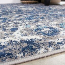 Kukoon Navy Blue Grey Floral Traditional Bordered Rug - Size: 80 cm x 150 cm - thumbnail 4