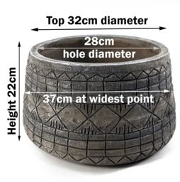 Leaf Large Composite Embossed Planter in Grey - thumbnail 9