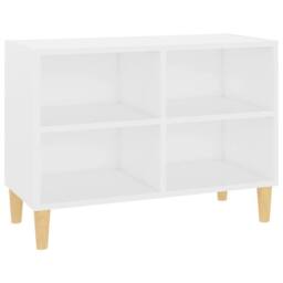 Berkfield Home TV Cabinet with Solid Wood Legs White 69.5x30x50 cm - thumbnail 3