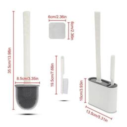 KORVIXA 2PCS Silicone Toilet Brushes with Toilet Brush Holder in White - Size: 70 cm x 50 cm - thumbnail 2
