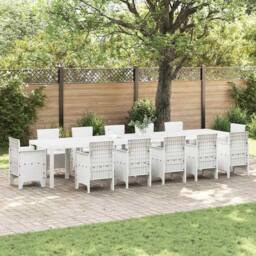 Berkfield Home Garden Table White 400x100x73 cm Poly Rattan - Size: 400 x 100 x 73 cm - thumbnail 2