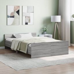 Berkfield Home Bed Frame with Headboard & Footboard Grey Sonoma 120x200 cm - Size: Small Double - thumbnail 1