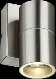 Netlighting GU10 Fixed Single Wall Light with Photocell Sensor Brushed Chrome 230V IP54 20W in Grey - thumbnail 1