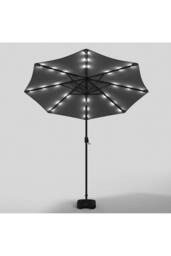 Living and Home 3M Large Garden LED Parasol Outdoor Beach Umbrella with Light Sun Shade Crank Tilt with Square Base, Dark Grey - thumbnail 5