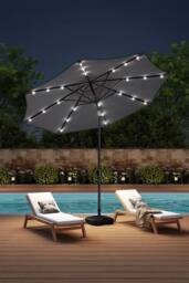 Living and Home 3M Large Garden LED Parasol Outdoor Beach Umbrella with Light Sun Shade Crank Tilt with Square Base, Dark Grey - thumbnail 2