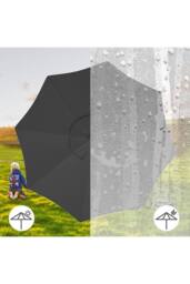 Living and Home 3M Large Garden LED Parasol Outdoor Beach Umbrella with Light Sun Shade Crank Tilt with Square Base, Dark Grey - thumbnail 9