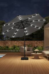 Living and Home 3M Large Garden LED Parasol Outdoor Beach Umbrella with Light Sun Shade Crank Tilt with Square Base, Dark Grey - thumbnail 1