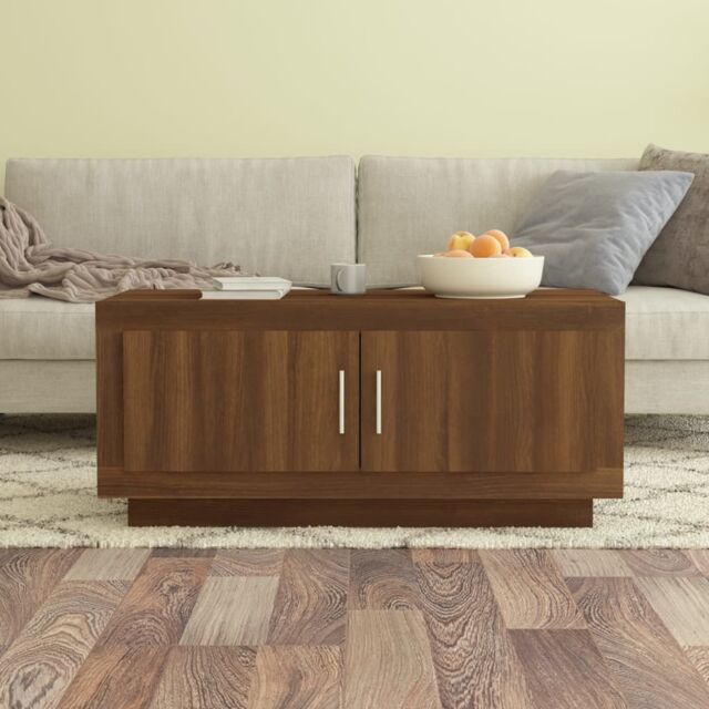 Berkfield Home Coffee Table Brown Oak 102x50x45 cm Engineered Wood - Size: 102 x 50 x 45 cm - image 1
