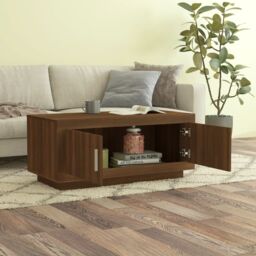 Berkfield Home Coffee Table Brown Oak 102x50x45 cm Engineered Wood - Size: 102 x 50 x 45 cm - thumbnail 3