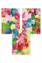 ARTZE Set of 3 Abstract Wild Garden Flowers in Blue & Pink Art Posters - Size: W50 cm x H70 cm - thumbnail 1