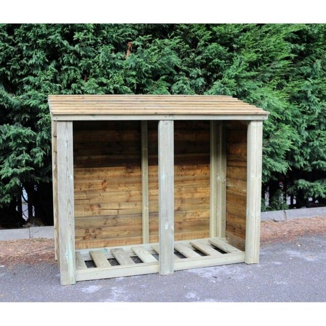 Churnet Valley Garden Furniture Ltd Heavy Duty Logstore 4ft High x 5ft Wide, kindling & log shelter in Brown - image 1