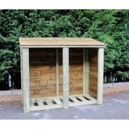 Churnet Valley Garden Furniture Ltd Heavy Duty Logstore 4ft High x 5ft Wide, kindling & log shelter in Brown - thumbnail 1