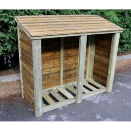 Churnet Valley Garden Furniture Ltd Heavy Duty Logstore 4ft High x 5ft Wide, kindling & log shelter in Brown - thumbnail 3