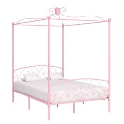 Berkfield Home Canopy Bed Frame Pink Metal 140x200 cm - thumbnail 2