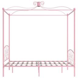 Berkfield Home Canopy Bed Frame Pink Metal 140x200 cm - thumbnail 4