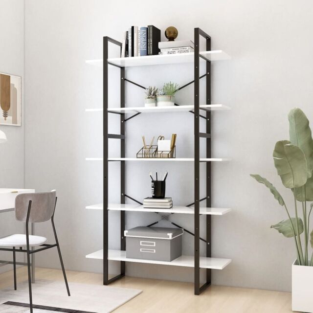 Berkfield Home 5-Tier Book Cabinet White 100x30x175 cm Engineered Wood - Size: 100 x 30 x 175 cm - image 1