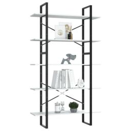 Berkfield Home 5-Tier Book Cabinet White 100x30x175 cm Engineered Wood - Size: 100 x 30 x 175 cm - thumbnail 3