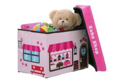 Orsina Cake Shop Design Storage Box & Seat, Easy to Maintain Children Bedroom Seat, Adjustable Playroom Accessories in Pink - thumbnail 3