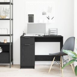 Berkfield Home Black Oak Desk - 100x50x75 cm - Made of Engineered Wood - Size: 100 x 50 x 75 cm - thumbnail 4