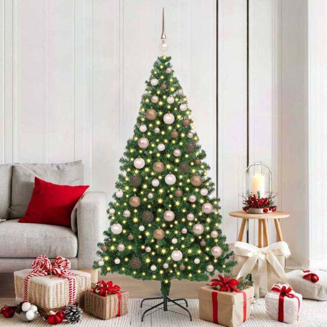 Berkfield Home Artificial Christmas Tree with 300 LEDs with Stand Green 180 cm - image 1