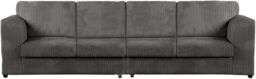 Furniture 786 Slumber 4 Seater Full Back Jumbo Cord Sofa in Grey - thumbnail 2