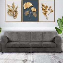 Furniture 786 Slumber 4 Seater Full Back Jumbo Cord Sofa in Grey - thumbnail 1
