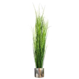 Leaf 130cm Artificial Onion Grass Plant with Silver Metal Plater in Green
