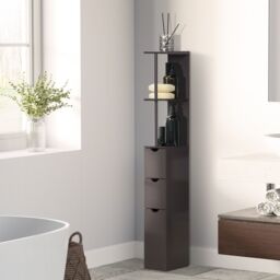 HOMCOM Tall Bathroom Storage Cabinet with Shelf & Drawers, Brown