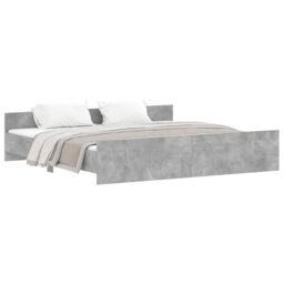 Berkfield Home Bed Frame with Headboard with Footboard Concrete Grey 180x200 cm Super King - thumbnail 2