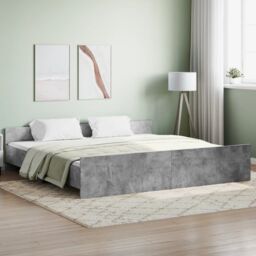 Berkfield Home Bed Frame with Headboard with Footboard Concrete Grey 180x200 cm Super King - thumbnail 1